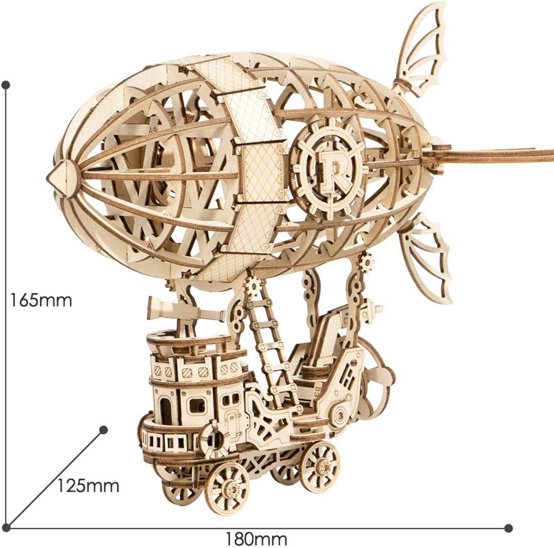 3D Wooden Puzzle Airship - DIY Model Kit to Build Wooden Model Airship Craft - Gift for Collection Lover