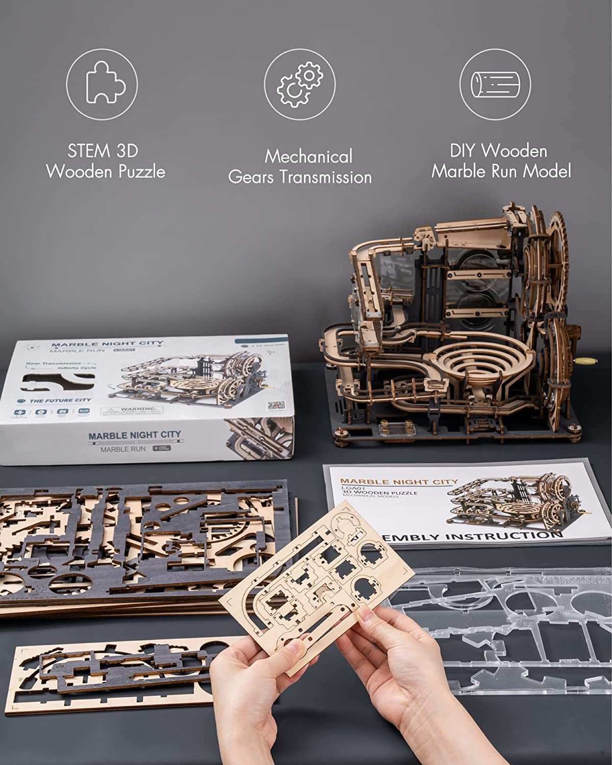 3D Wooden Puzzle Waterwheel Model - DIY Model Kit to Build Wooden Model Vintage Waterwheel Model Craft - Gift for Collection Lover