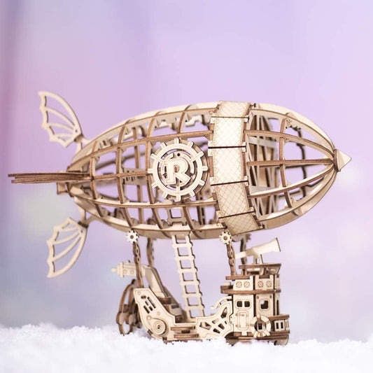 3D Wooden Puzzle Airship - DIY Model Kit to Build Wooden Model Airship Craft - Gift for Collection Lover