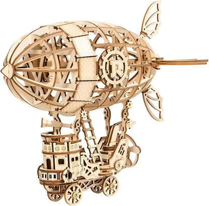 3D Wooden Puzzle Airship - DIY Model Kit to Build Wooden Model Airship Craft - Gift for Collection Lover