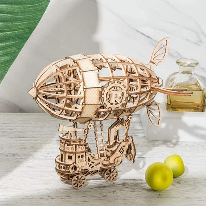 3D Wooden Puzzle Airship - DIY Model Kit to Build Wooden Model Airship Craft - Gift for Collection Lover