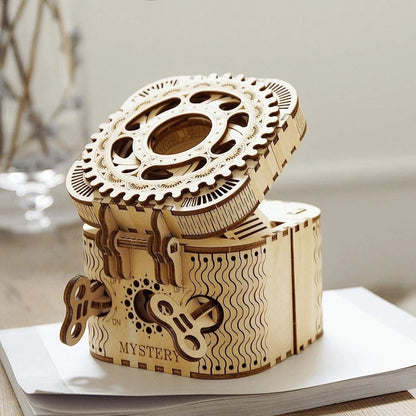 3D Puzzle Treasure Box - DIY Model Kit to Build Wooden Model Treasure Box Craft - Gift for Collection Lover